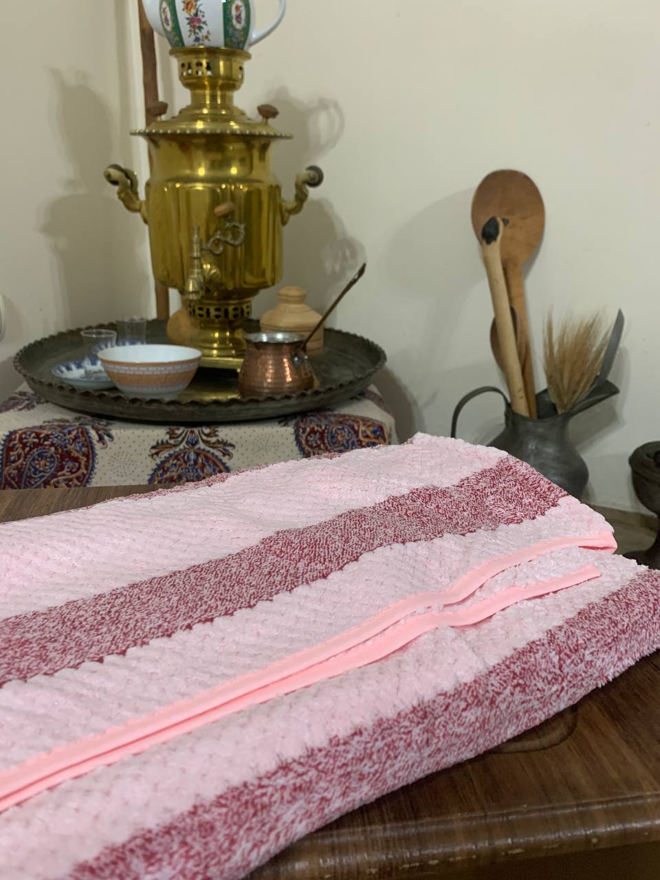 حوله استخری راه‌راه پنبه‌ای نرم‌گیاه