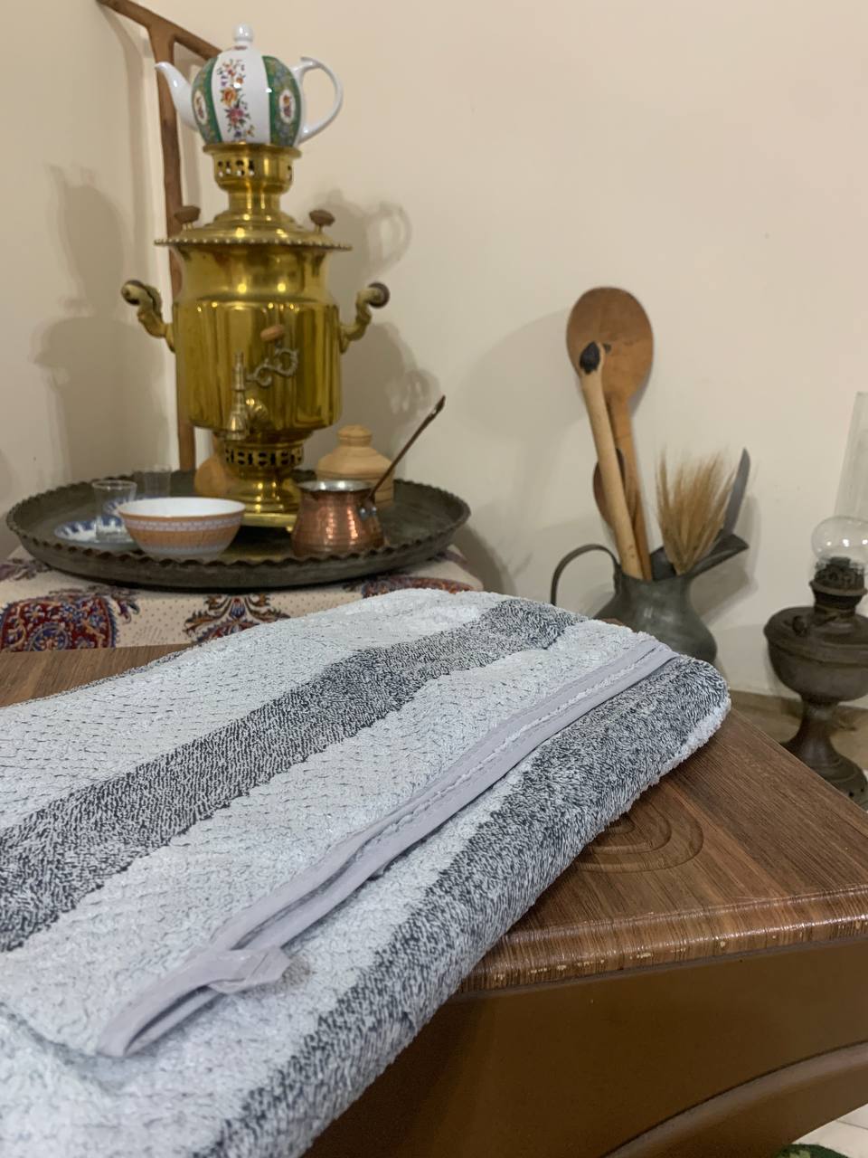 حوله استخری راه‌راه پنبه‌ای نرم‌گیاه