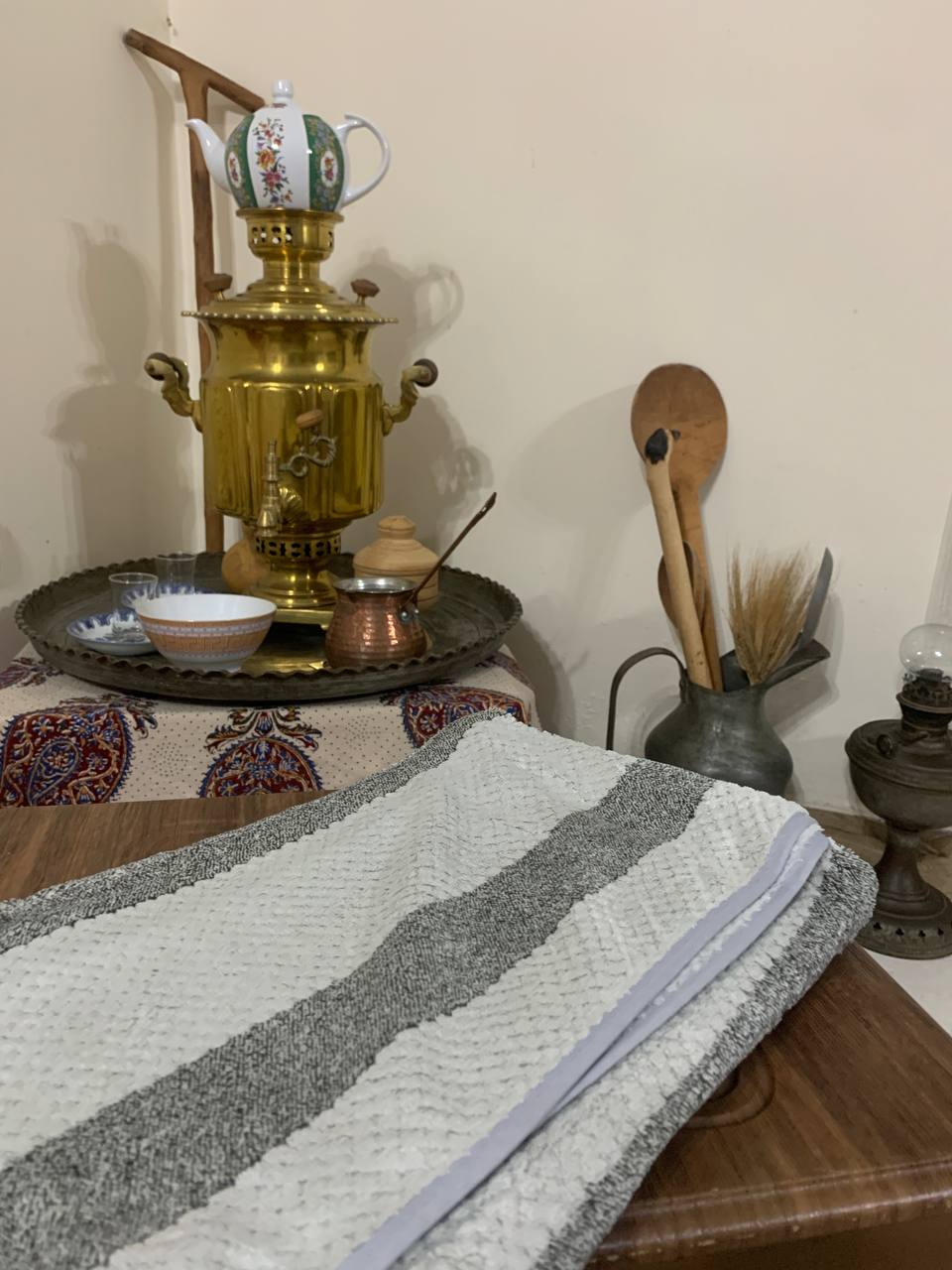 حوله استخری راه‌راه پنبه‌ای نرم‌گیاه