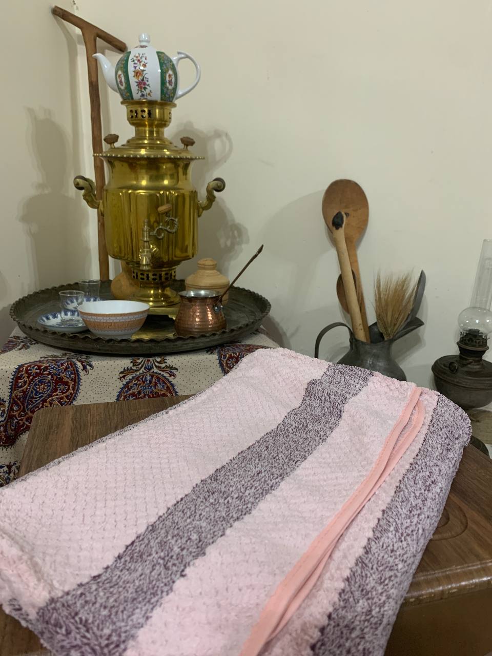 حوله استخری راه‌راه پنبه‌ای نرم‌گیاه