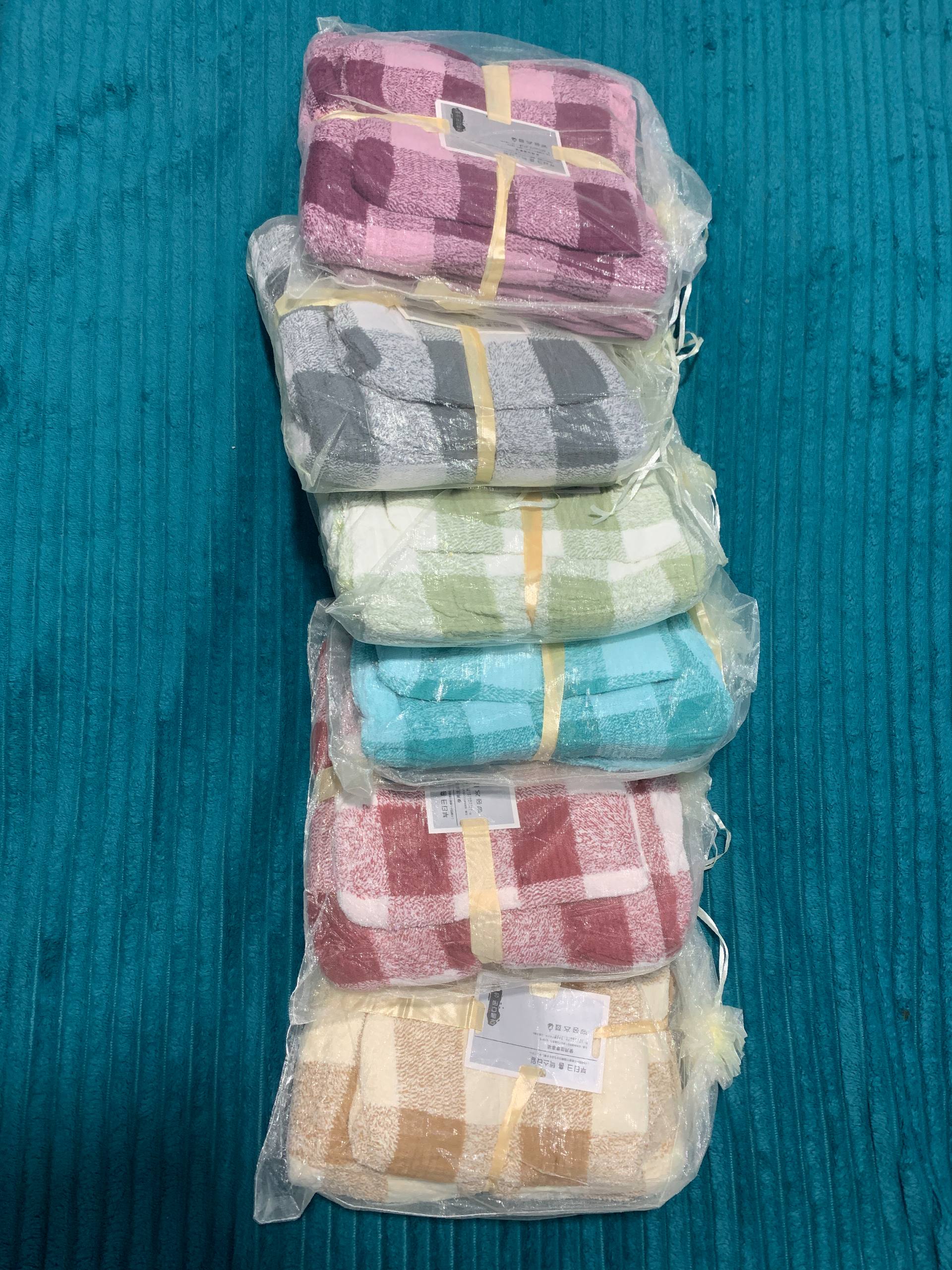 ست حوله چهارخانه (حمام و صورت)