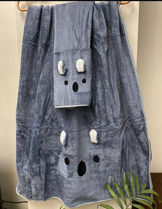 ست حوله استخری و دست و صورت عروسکی وارداتی | میکروفایبر نرم و با جذب بالا