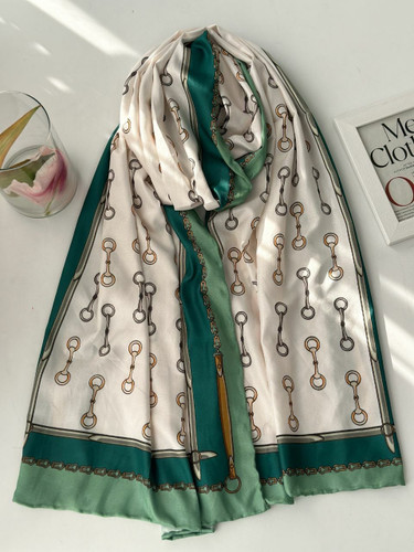 شال توییل طرح دار وارداتی لبه کار دست دوز