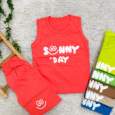 تیشرت و شلوارک پسرانه نخی طرح Sunny Day مناسب 2 تا 4 سال
