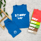تیشرت و شلوارک پسرانه نخی طرح Sunny Day مناسب 2 تا 4 سال