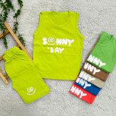 تیشرت و شلوارک پسرانه نخی طرح Sunny Day مناسب 2 تا 4 سال