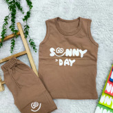 تیشرت و شلوارک پسرانه نخی طرح Sunny Day مناسب 2 تا 4 سال