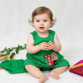 سارافون و شورت نوزادی طرح کفشدوزک خال خالی - جنس کتان نخ خنک و لطیف