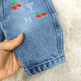 بیلر جین گلدوزی آلبالو نوزادی دخترانه عیدانه پیشبندی لی