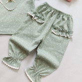 بلوز شلوار خالدار دخترانه طرح قلب | لباس راحتی نوزاد و کودک | جنس پنبه اعلا