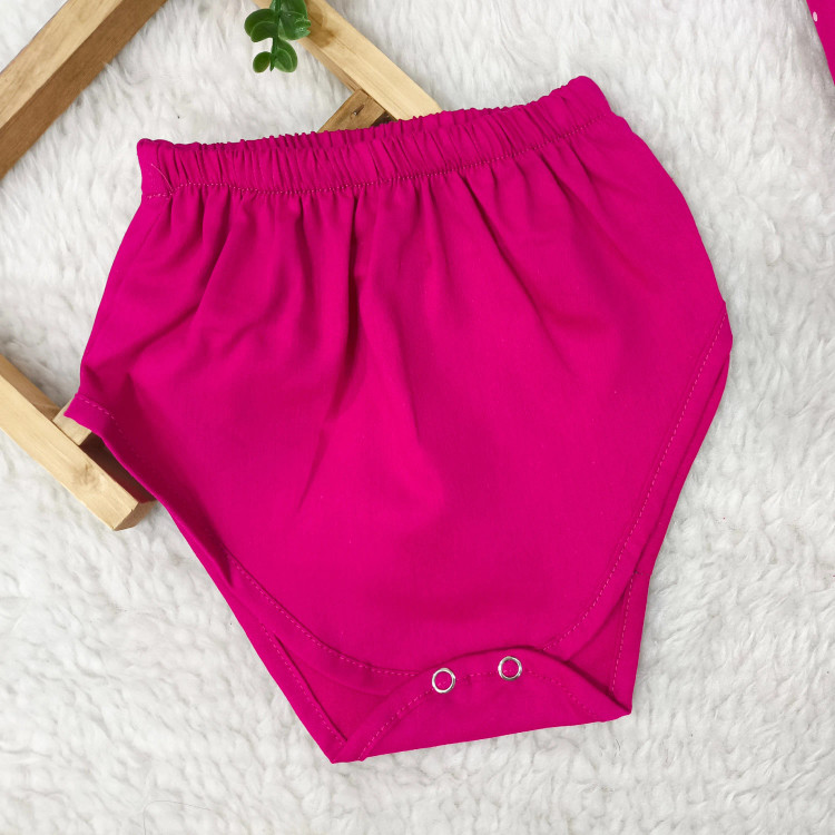 سارافون و شورت نوزادی طرح کفشدوزک خال خالی - جنس کتان نخ خنک و لطیف