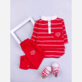 بلوز شلوار پسرانه طرح دار نخی یلدایی مناسب 3 ماه تا 3 سال