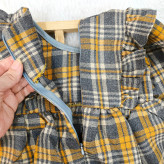 پیراهن کشمیر چهارخانه دخترانه پاپیونی مناسب 1 تا 4 سال