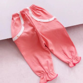 بلوز شلوار دخترانه گلبهی طرح دار نخی | مناسب 3 ماه تا 3 سال