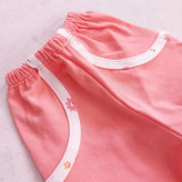 بلوز شلوار دخترانه گلبهی طرح دار نخی | مناسب 3 ماه تا 3 سال