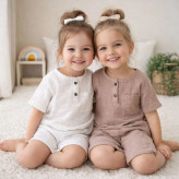 ست تیشرت شورت نوزادی پسرانه دخترانه موسلین