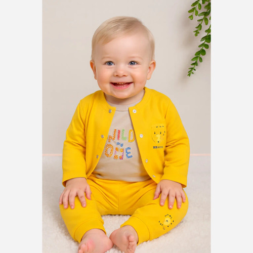 سه تکه بلوز شلوار و بادی نوزادی پسرانه ست یلدایی ببر