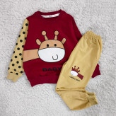 بلوز شلوار پسرانه طرح زرافه خالدار | لباس راحتی بچگانه پنبه دورس