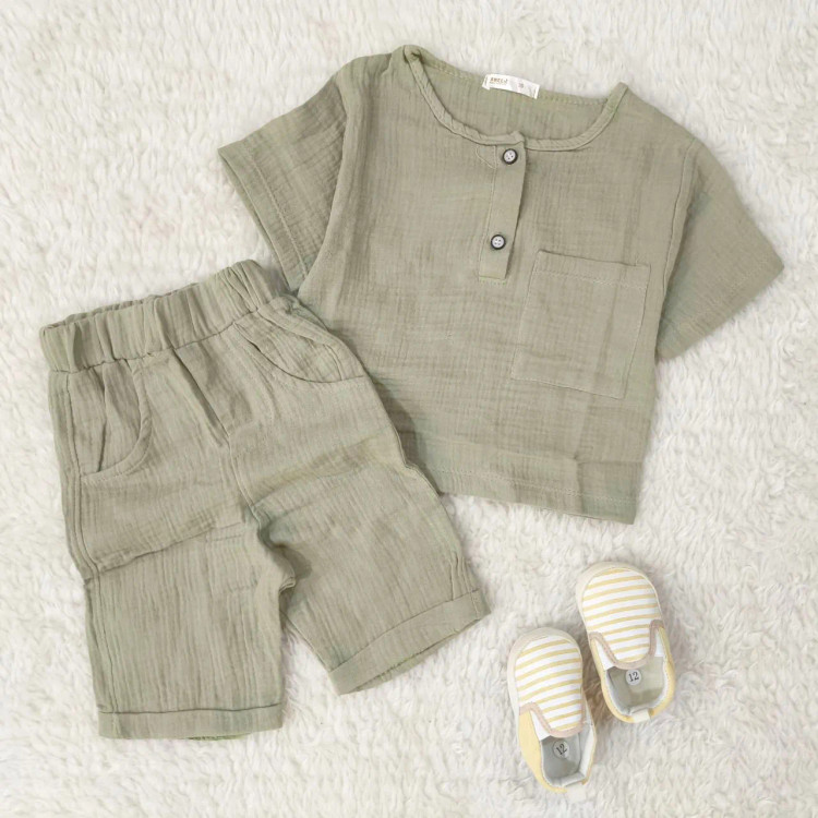 ست تیشرت شورت نوزادی پسرانه دخترانه موسلین