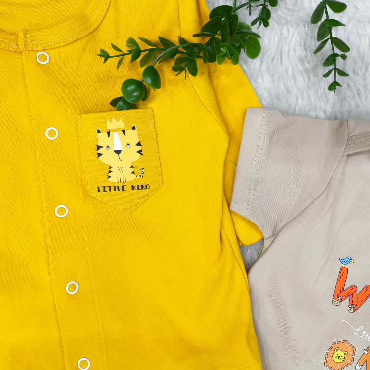 سه تکه بلوز شلوار و بادی نوزادی پسرانه ست یلدایی ببر