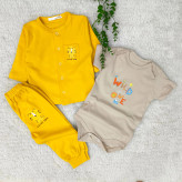 سه تکه بلوز شلوار و بادی نوزادی پسرانه ست یلدایی ببر