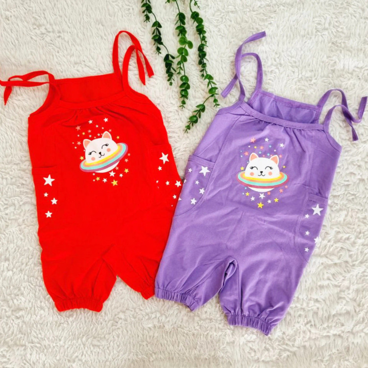 رامپر طرح گربه فضانورد بچگانه جنس پنبه سوپر در شش رنگ جذاب