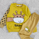 بلوز شلوار پسرانه طرح زرافه خالدار | لباس راحتی بچگانه پنبه دورس