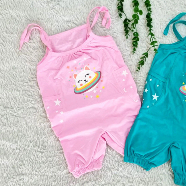 رامپر طرح گربه فضانورد بچگانه جنس پنبه سوپر در شش رنگ جذاب