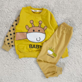 بلوز شلوار پسرانه طرح زرافه خالدار | لباس راحتی بچگانه پنبه دورس