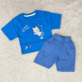 ست تیشرت و شورت پسرانه طرح خرس ماهیگیر | لباس راحتی کودک | پنبه سوپر و کتان