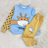 بلوز شلوار پسرانه طرح زرافه خالدار | لباس راحتی بچگانه پنبه دورس