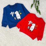 بلوز پسرانه طرح خرس و پنگوئن | دورس پنبه گلدوزی شده | مناسب 1 تا 3 سال