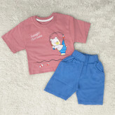 ست تیشرت و شورت پسرانه طرح خرس ماهیگیر | لباس راحتی کودک | پنبه سوپر و کتان