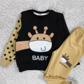 بلوز شلوار پسرانه طرح زرافه خالدار | لباس راحتی بچگانه پنبه دورس