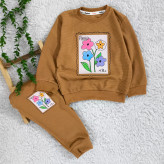 بلوز شلوار دخترانه طرح گل پاریس جنس پنبه نرم و لطیف مناسب 2 تا 4 سال