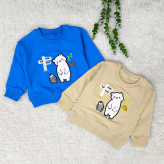 بلوز پسرانه طرح خرس و پنگوئن | دورس پنبه گلدوزی شده | مناسب 1 تا 3 سال