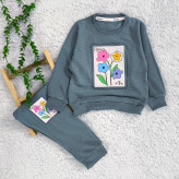 بلوز شلوار دخترانه طرح گل پاریس جنس پنبه نرم و لطیف مناسب 2 تا 4 سال