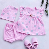 ست بلوز شورت و هدبند نوزادی طرح بابونه | لباس راحتی دخترانه پنبه ای