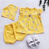 ست بلوز شورت و هدبند نوزادی طرح بابونه | لباس راحتی دخترانه پنبه ای