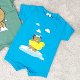 رامپر آستین کوتاه نوزادی سرهمی دخترانه رامپر پسرانه