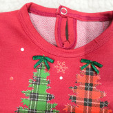 پیراهن دخترانه کریسمس طرح درخت، لباس مجلسی یلدا و کریسمس مناسب 6 ماه تا 3 سال