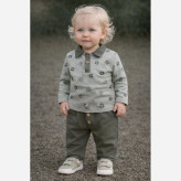 بلوز شلوار مجلسی پسرانه طرح پنجه و خرس | مناسب نوزاد تا 3.5 سال