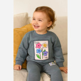 بلوز شلوار دخترانه طرح گل پاریس جنس پنبه نرم و لطیف مناسب 2 تا 4 سال