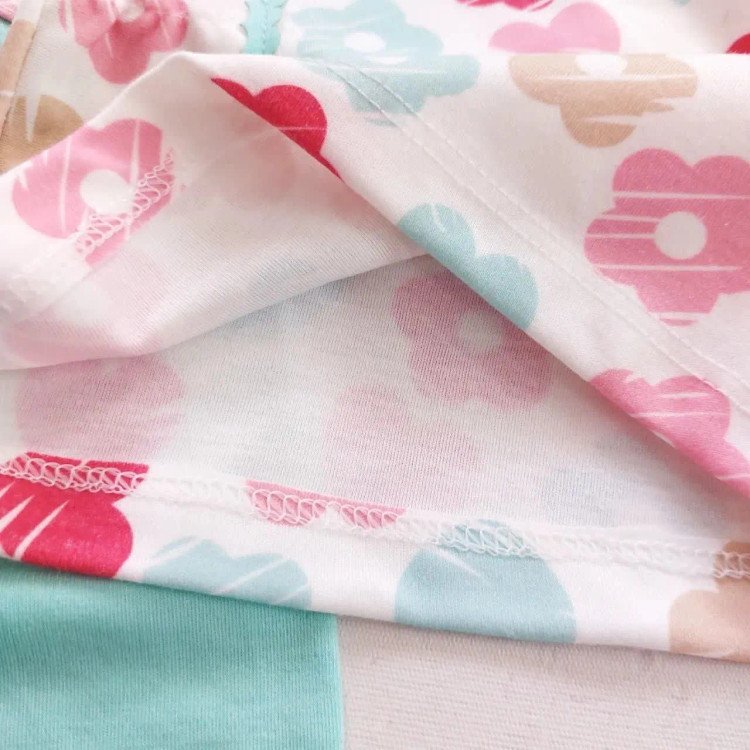 بلوز شلوار نوزادی طرح شکوفه و قلب | لباس راحتی دخترانه پنبه ای