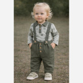 بلوز شلوار مجلسی پسرانه طرح پنجه و خرس | مناسب نوزاد تا 3.5 سال