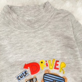 بلوز شلوار پسرانه طرح خرس راننده آستین بلند پنبه ای نخی مناسب 6 ماه تا 2 سال