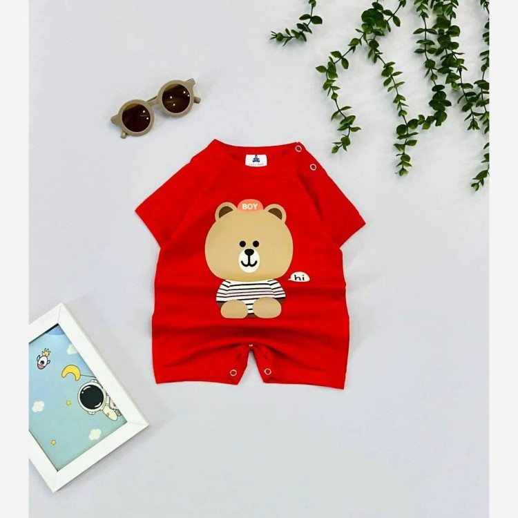 رامپر آستین کوتاه نوزادی سرهمی دخترانه رامپر پسرانه