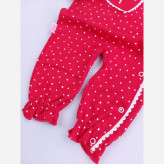 سرهمی نوزادی دخترانه قرمز خالدار طرح قلب | لباس یلدا 3 تا 24 ماه