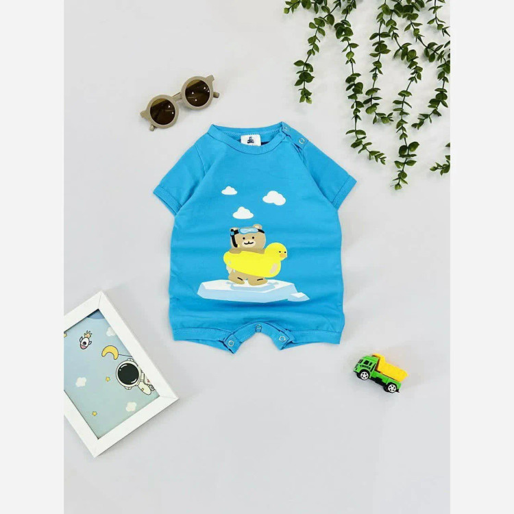 رامپر آستین کوتاه نوزادی سرهمی دخترانه رامپر پسرانه