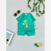 رامپر آستین کوتاه نوزادی سرهمی دخترانه رامپر پسرانه